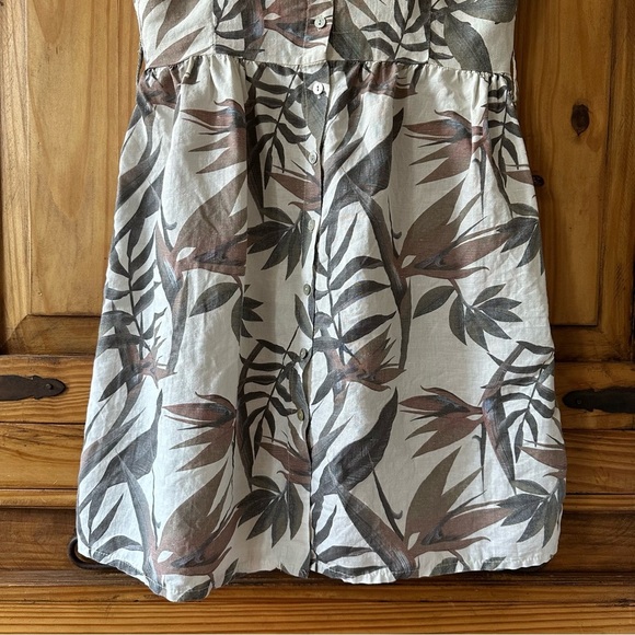 Laura Bianchi 100% Linen Made in Italy Floral Sleeveless Button Up Shirt Dress - Picture 4 of 10